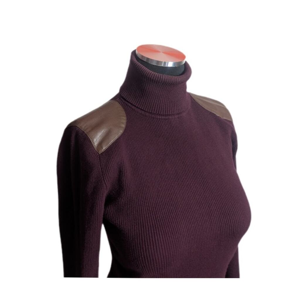 Lauren Ralph Lauren Black Label Burgundy Turtleneck Sweater Medium Shoulder - Picture 3 of 7